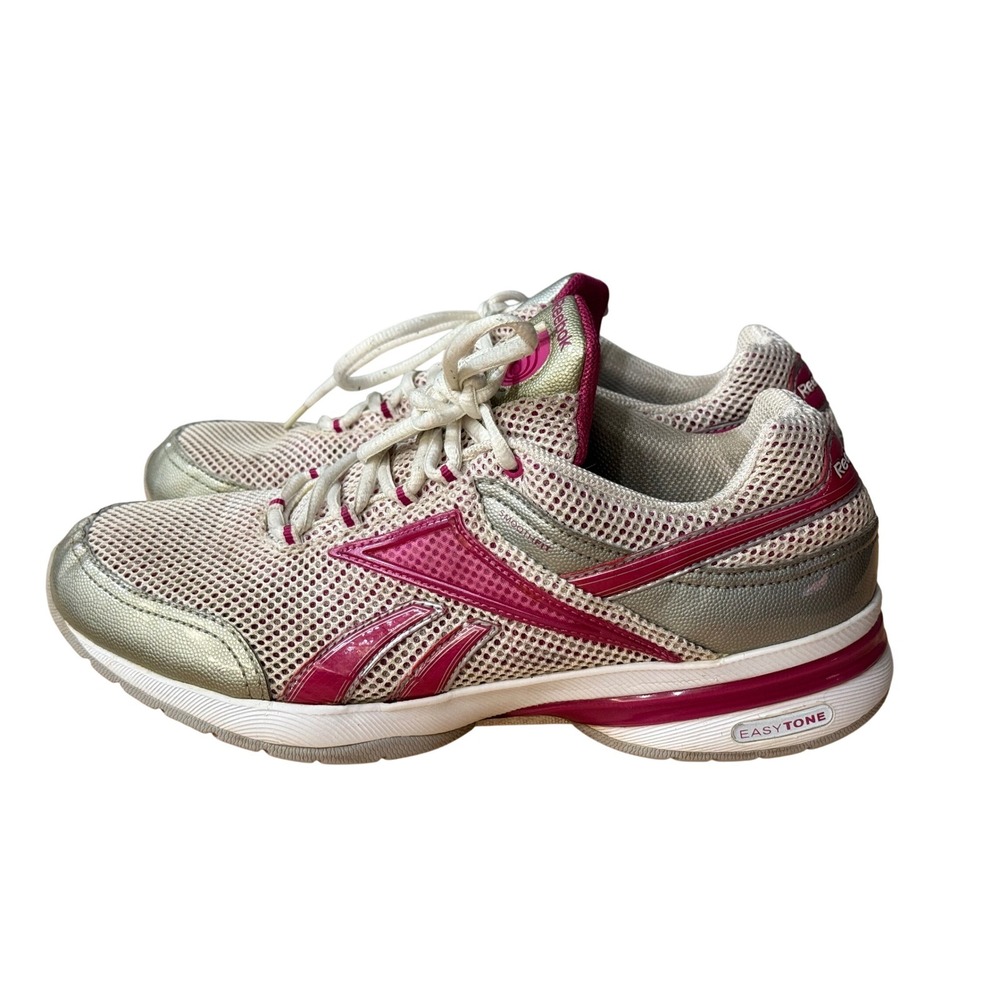 Reebok EasyTone SmoothFit Womens Walking‎ Shoes White Silver Pink V43145 Sz 9
